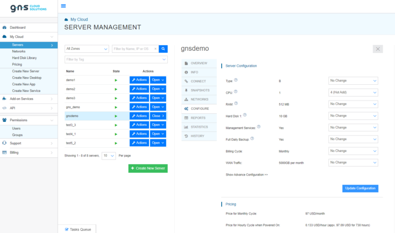 Manage Server Resources - GNS